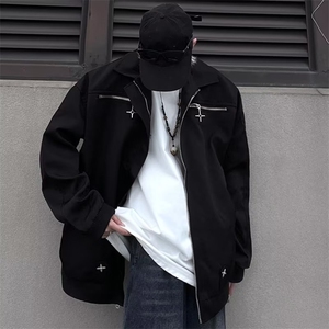 美式复古拉链机能风工装外套男潮牌高街宽松百搭夹克女JS241-P70图片