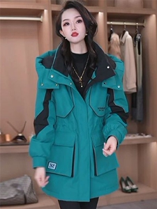 （现货）新款高级感可拆卸连帽外套三防加厚冲锋衣派克服大衣女图片