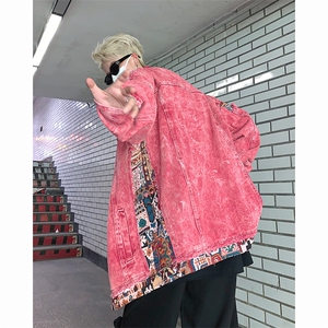 Wt046-P72日系复古腰果花拼接牛仔夹克图片