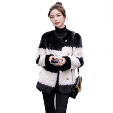 新款皮毛一体仿水貂绒外套2024年秋冬季，女装短外套，凯瑟曼