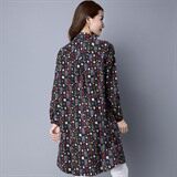时尚印花显瘦韩版2025年冬季长袖套头加绒衬衣休闲开衫棉衬衣，女装T恤，风姿绰