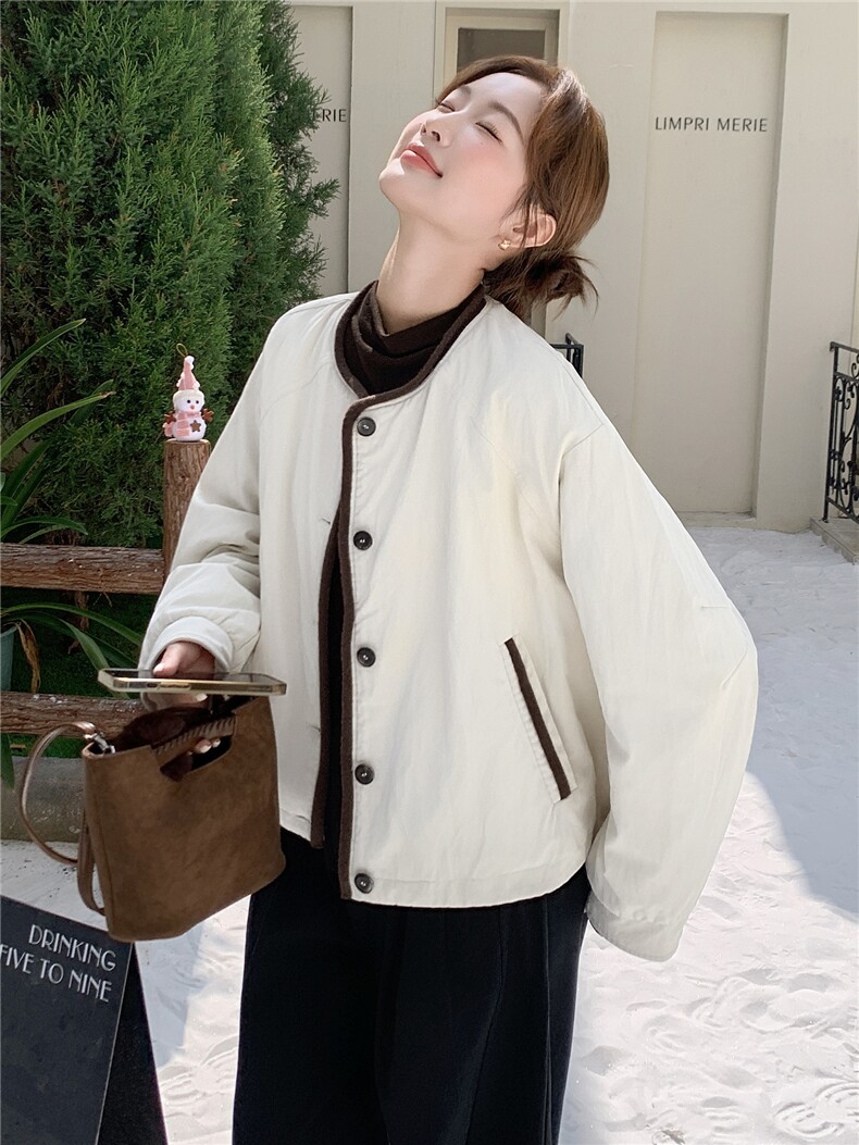 现货90白鸭绒圆领短款羽绒服女2025冬新款宽松时尚百搭保暖外套,女装羽绒服,琦鑫阁（原依鑫阁）