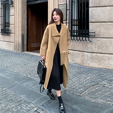 羊绒大衣女新款2025秋宽松超好看温柔韩系复古减龄气质双面呢外套，女装毛呢外套，2C129