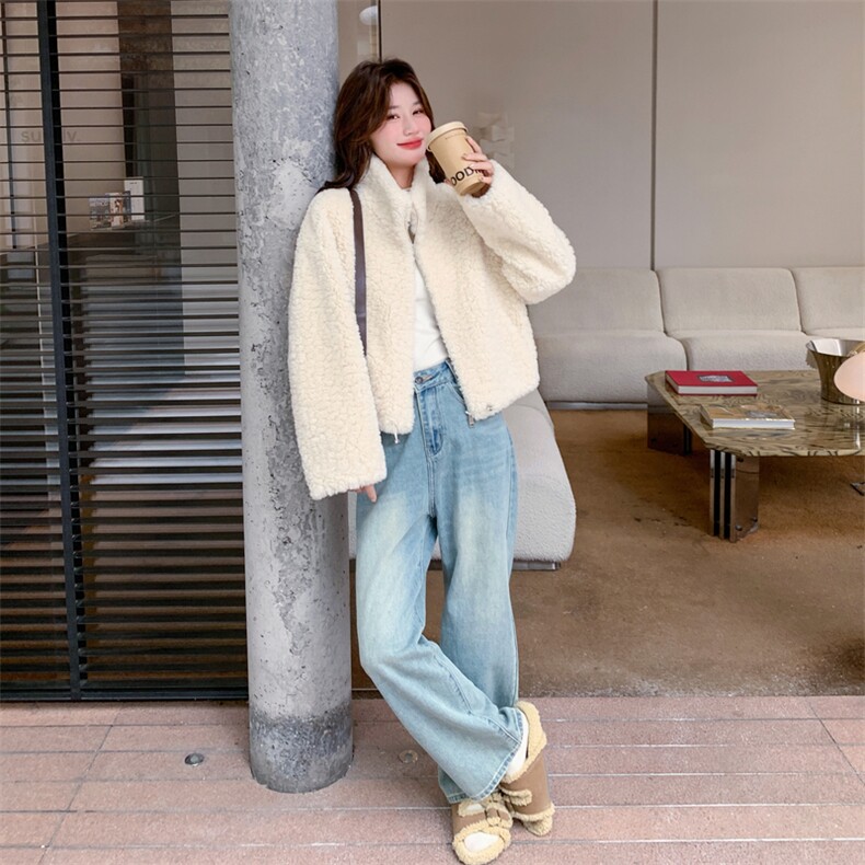 新品大货皮毛一体外套8158-P195控288,女装毛呢外套,2C196