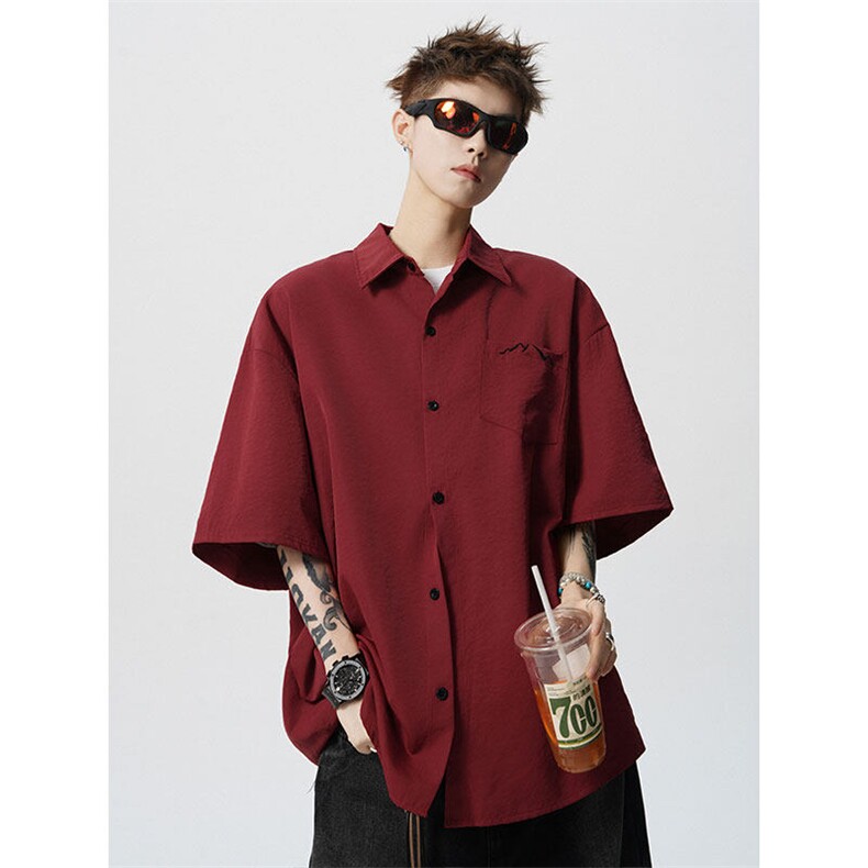 CS1143-特批25控49夏薄款冰丝面料大码短袖衬衫防晒透气外套，男装防晒衣，电商A059