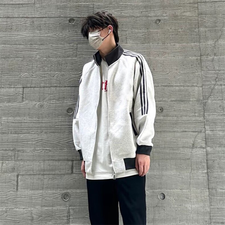 抖音得物高品质美式高街重磅结构设计拼接织带立领卫衣外套CM42,男装卫衣,电商A486