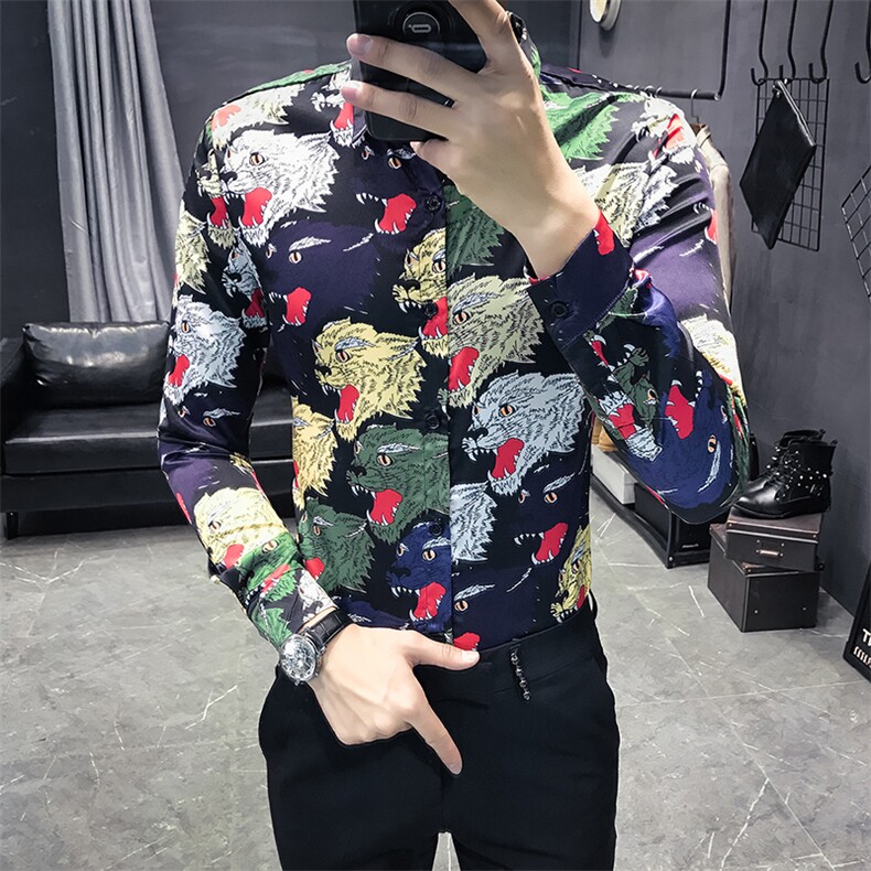秋季英伦硬汉男衬衫网红小伙绅士花衬衫图2C301-C83-P55,男装衬衫,电商C301