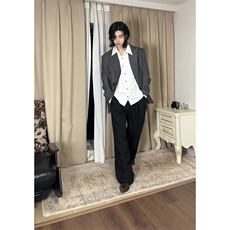 现货~春季廓形双排扣西服戗驳领垫肩休闲西装男外套X896-特P95，男装西服，星座1004-3