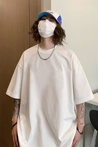 基础百搭风韩系短袖宽松落肩袖纯棉舒适百搭纯色T恤HY33TP16图片