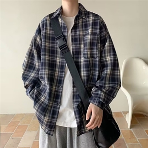 8101-P28 格子长袖衬衫男2025新款秋季日系复古痞帅高级感衬衣图片
