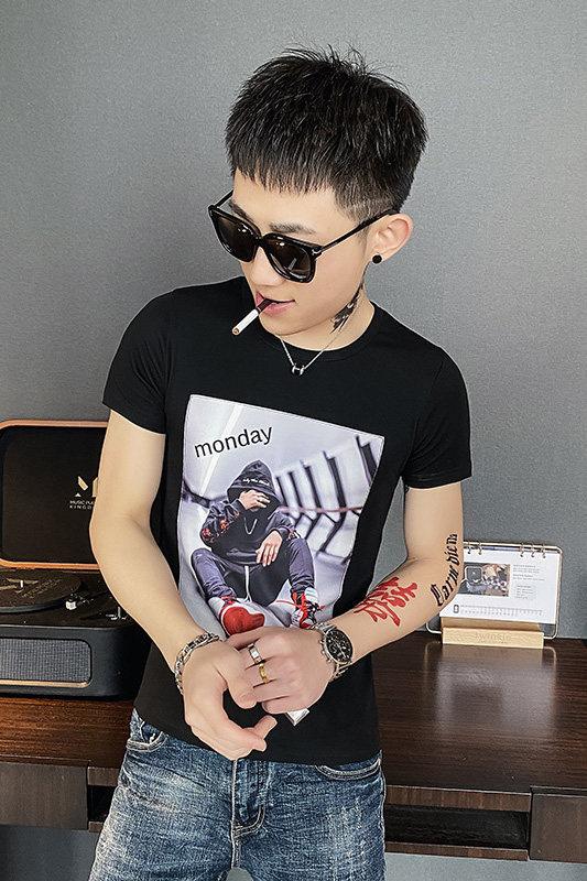 312A-6312-P35新款社会小伙短袖T恤修身男士潮流半袖体恤H,男装T恤,星座312A-5
