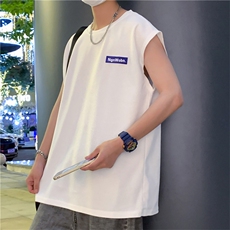 夏季青年男生文艺休闲背心港风时尚休闲汗衫无袖短袖T1224-P22，男装T恤，星座512-2