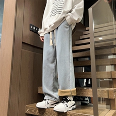 2023美式高街牛仔裤加绒休闲裤男款秋冬直筒宽松阔腿裤K7560-P58，男装牛仔裤，星座512-3