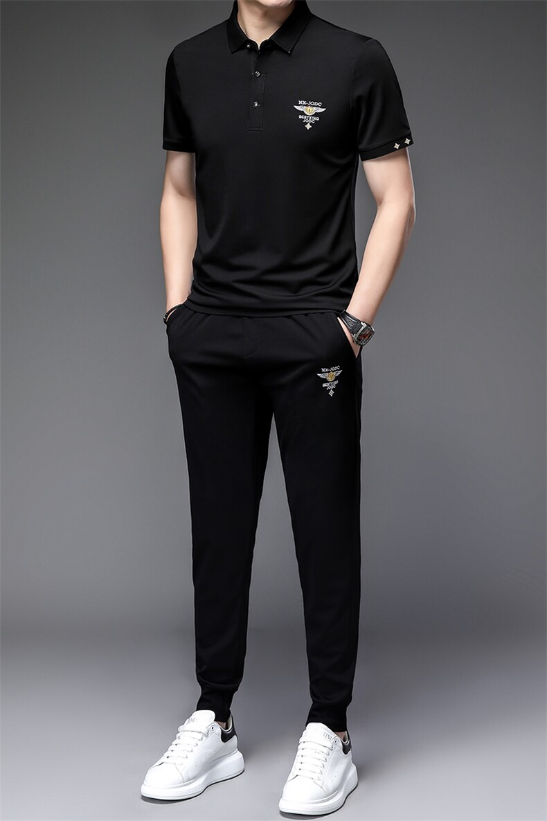 高档男装男生套装夏季潮流衣服韩版短袖T恤2023新款衣服帅气男装,男装休闲套装,电商B212（原钱塘6029）