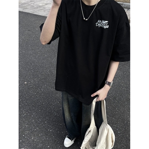 美式高街纯棉小领口短袖oversize280g重磅t恤vibe潮七分袖图片