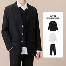 黑色西服+衬衫+裤子