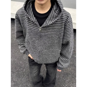 原宿新款简约文艺气质高质量条纹卫衣潮流ins日系慵懒 MW01图片