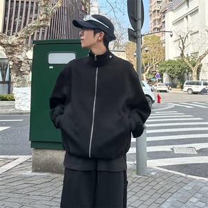秋冬两件套加绒立领纯色休闲运动卫衣套装男外套阔腿裤TZ1707 P96图片