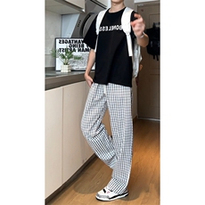 经典宽松条纹格子休闲裤，清爽简约A061-AX01568-特P30-视频截图，男装休闲裤，电商A061