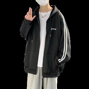 2024春季港风宽松开衫连帽卫衣男装潮流外套上衣WY01P58控78，男装卫衣，电商A086