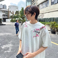 万针全刺绣工艺抖音得物高品质260克重磅纯棉双纱美式高街短袖T恤，男装T恤，电商A486