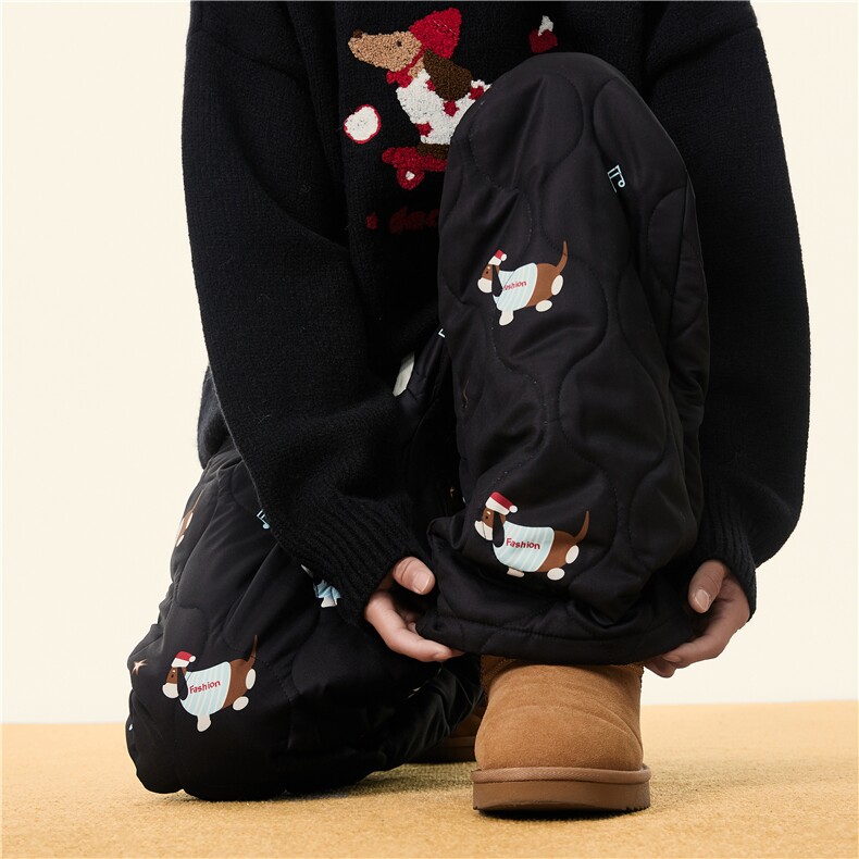 2025冬季新款潮流小狗满印加厚宽松棉裤B315-K882-特p45控88，男装棉裤，电商B315