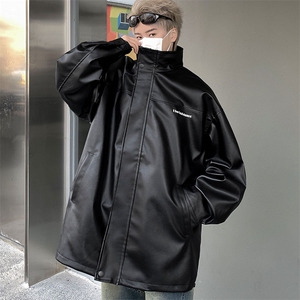 F139-P65 美式潮牌宽松机车服皮夹克2024新款飞行员皮衣外套男图片