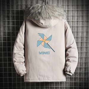 MM48112-P130 冬季大毛领衣男士大码加厚袄男服 网格挂拍图片