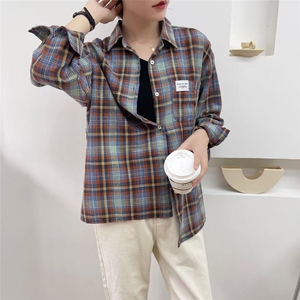 韩版格子衬衫图片