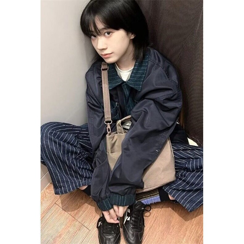 复古宽松格子拼接工装夹克字母刺绣男女可穿棒球服外套JK0631P65,男装夹克,星座1013-1