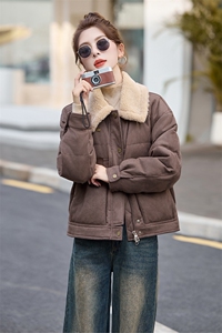 短款羽绒服女女2024冬季新款小个子独特超好看拼皮羊羔毛翻领外套图片