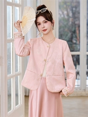 新中式G风外套女2026春季新款复古刺绣提花设计感时尚气质外套，女装西装，卡杰菲