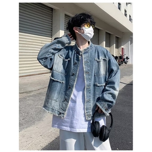 秋季新款小香风韩版设计感牛仔外套宽松直筒夹克男J706-P58图片