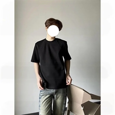 EME拼接正肩短袖男夏季280g重磅T恤美式复古cleanfit短款boxy半袖，男装T恤，星座310A-4
