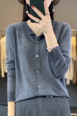 2025秋冬新款圆领羊毛开衫女毛衣针织外套时尚打底衫上衣宽松，女装针织衫/毛衣，大美人高端店