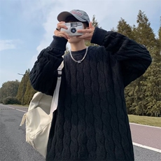 菱形格慵懒风羊绒衫上衣圆领毛衣男秋冬季针织衫外套M881-P42，男装针织衫/毛衣，星座512-2