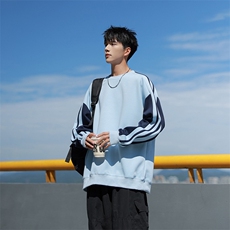 W6498-P40秋季新款300克美式vibe拉条圆领套头宽松卫衣，男装卫衣，星座109-1