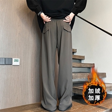 K177加绒-P45M-6XL冬季大码休闲库垂感直筒加绒加厚长裤，男装休闲裤，星座109