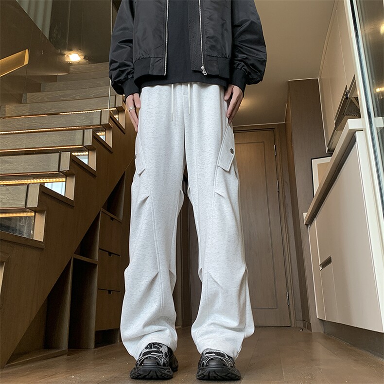 秋季新款缉明线拼接打褶卫裤休闲裤XZ604-K112-特P40控78,男装休闲裤,星座604