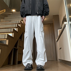 秋季新款缉明线拼接打褶卫裤休闲裤XZ604-K112-特P40控78，男装休闲裤，星座604
