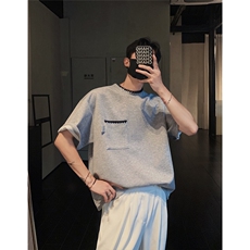 档口图贝壳绣夏季潮流短袖T恤男士百搭休闲设计感上衣P38，男装T恤，电商C306-1
