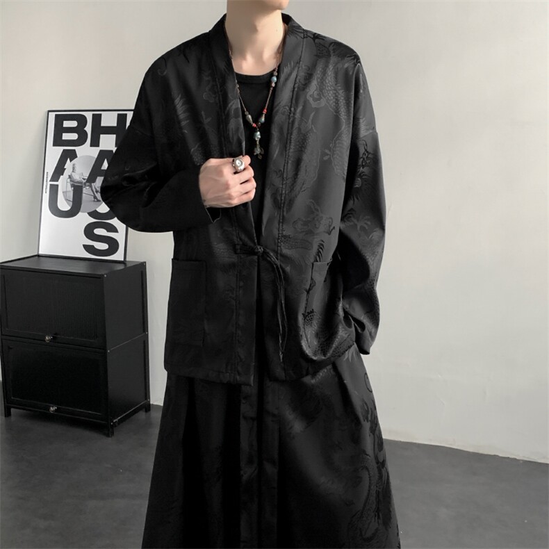 2025秋装新款加厚龙纹夹克开衫外套唐装汉服潮流2512-P50,男装夹克,电商A057