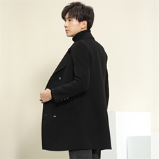 2025年秋季新款系扣针织羊毛大衣时尚休闲通勤百搭，男装毛呢大衣，诗洋大衣