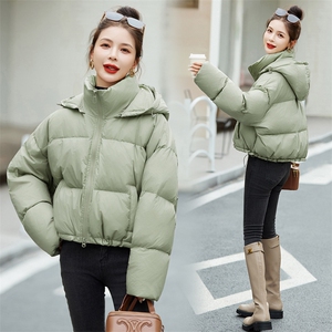 短款羽绒服女冬2023新款韩版小个子时尚洋气白鸭绒连帽面包服外套图片