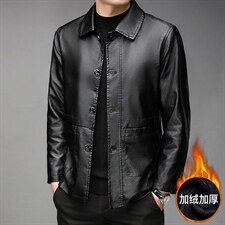 G98911男士2023冬新款长袖PU皮加绒皮衣修身皮夹克外套P102,男装皮衣,电商B360