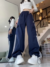 美式复古紫色工装牛仔裤女大码胖辣妹高腰宽松阔腿多巴胺裤子，男装休闲裤，星座716-2