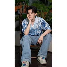 CS132-日系ins港风夏季短袖复古痞帅沙滩情侣宽松衬衣-网络图，男装T恤，星座1002-2