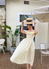 【现货】一字肩飞飞袖连衣裙，女装连衣裙，欧尼蒂