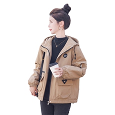 加绒时尚派克服女2023冬季新款宽松休闲百搭加厚保暖连帽工装外套，女装棉衣/棉服，以桐