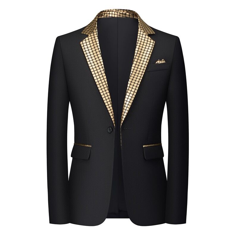 新款欧码跨境西服外套男夹克上衣拼接格子宽松休闲西装，男装夹克，星座112C